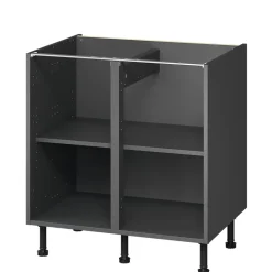 Caisson bas de cuisine Caraway GoodHome anthracite H. 72 cm x l. 80 cm