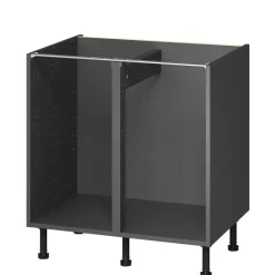 Caisson bas de cuisine Caraway GoodHome anthracite H. 72 cm x l. 80 cm