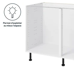 Caisson bas de cuisine GoodHome Caraway Blanc H. 72 cm x l. 120 cm