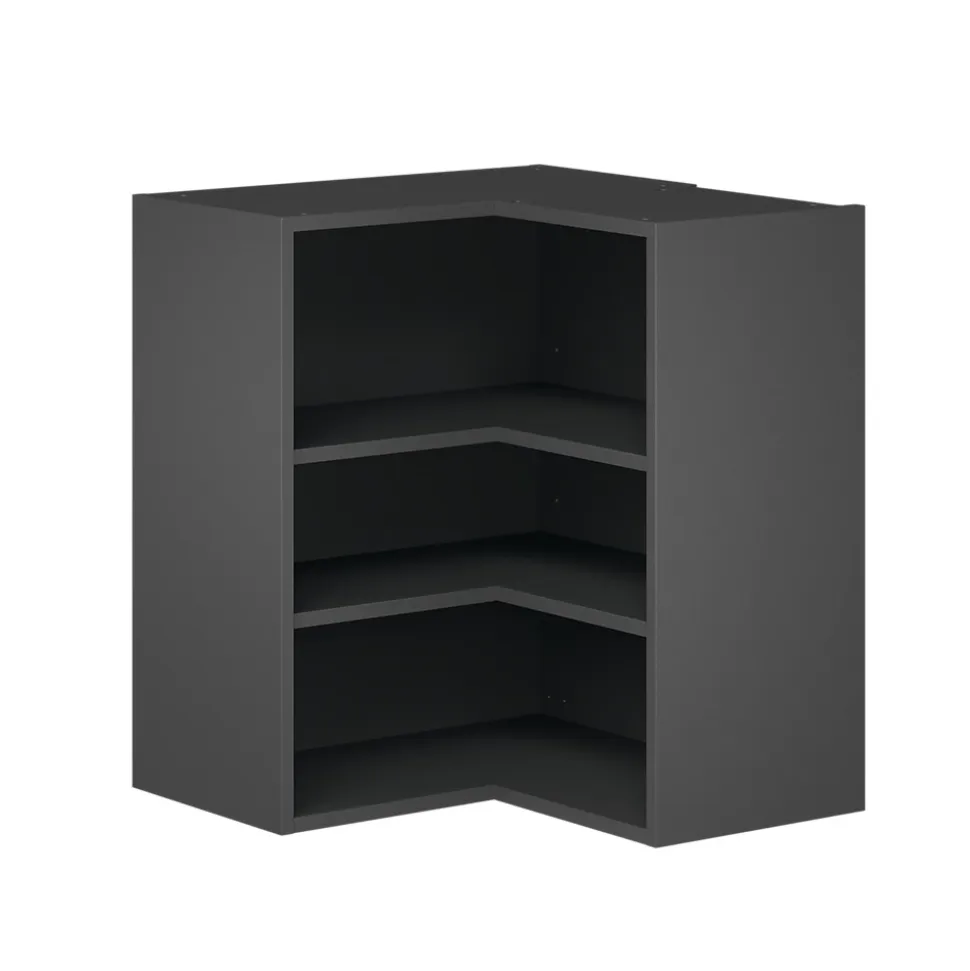 Caisson haut d'angle de cuisine 2 portes Caraway GoodHome anthracite H. 72 cm x l. 63 cm