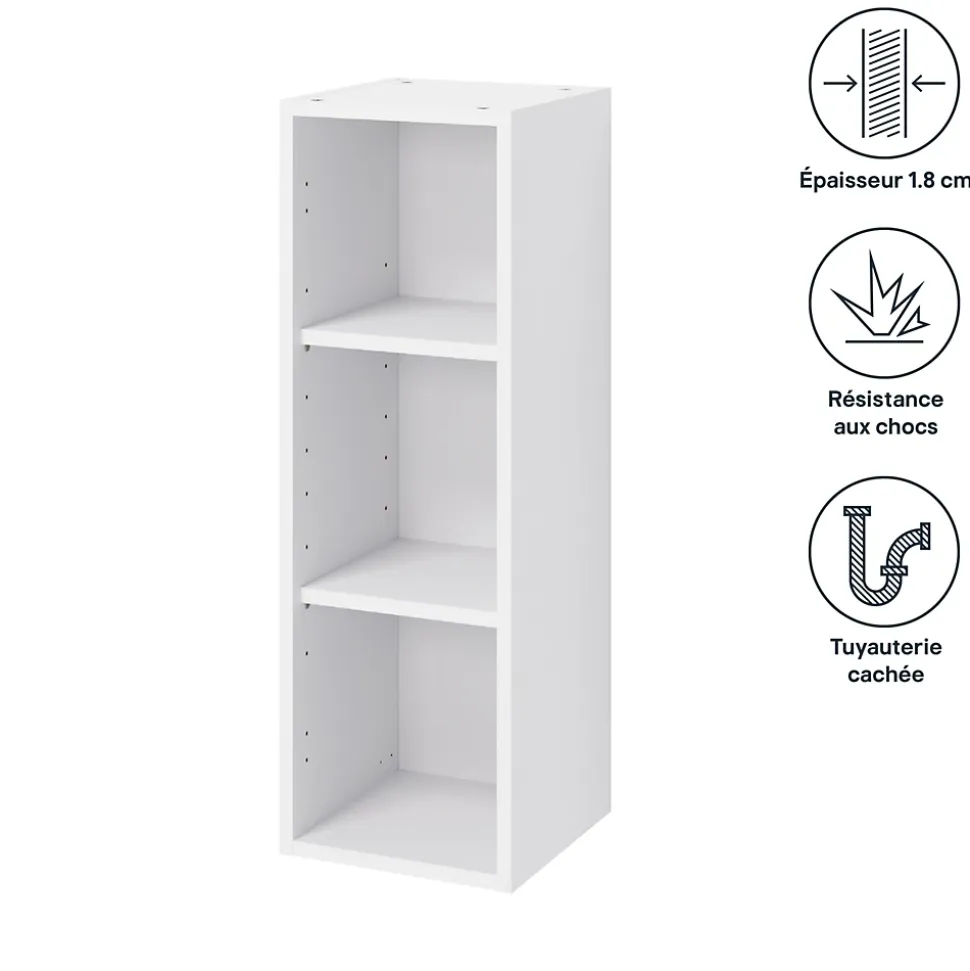 Caisson haut de cuisine GoodHome Caraway Blanc H. 90 cm x l. 30 cm