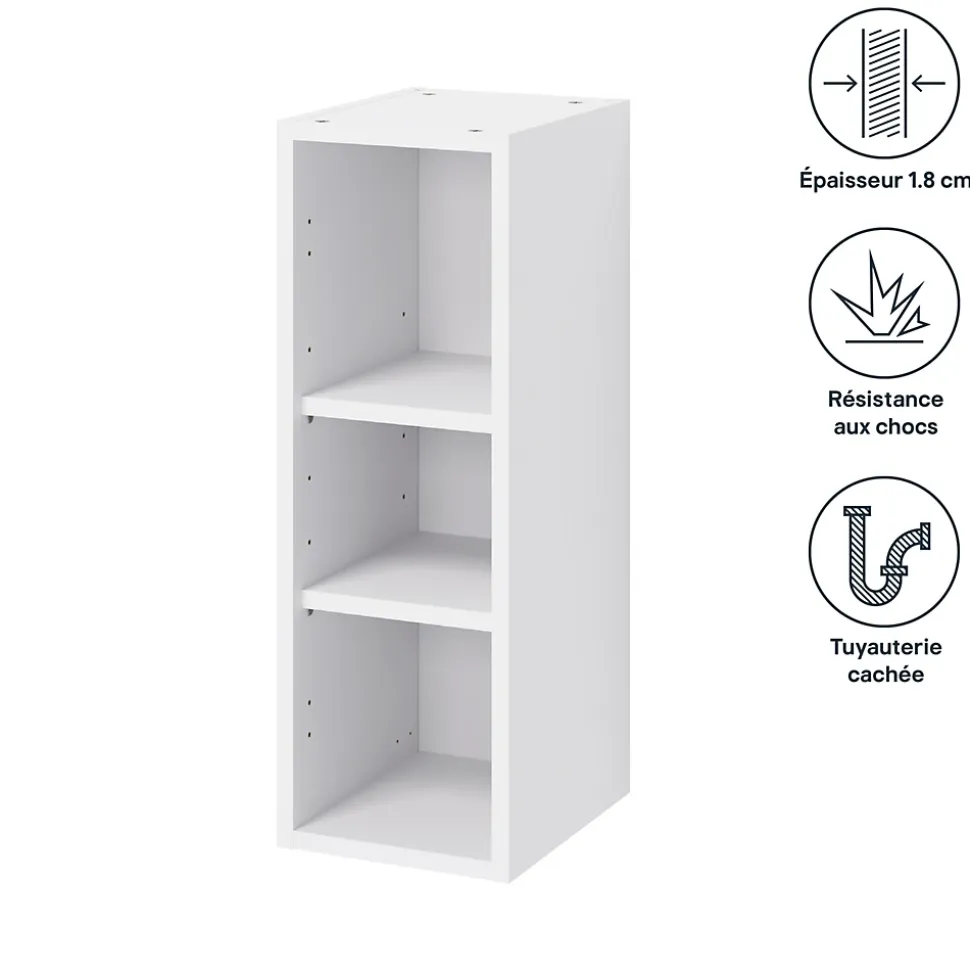 Caisson haut de cuisine GoodHome Caraway Blanc H. 72 cm x l. 25 cm