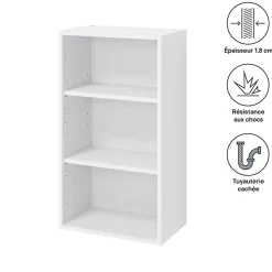 Caisson haut de cuisine GoodHome Caraway Blanc H. 90 cm x l. 50 cm