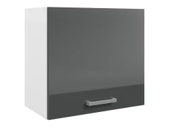 Caissons de cuisine - 1 meuble bas & 1 meuble haut - 2 portes - Gris brillant et blanc - TRATTORIA