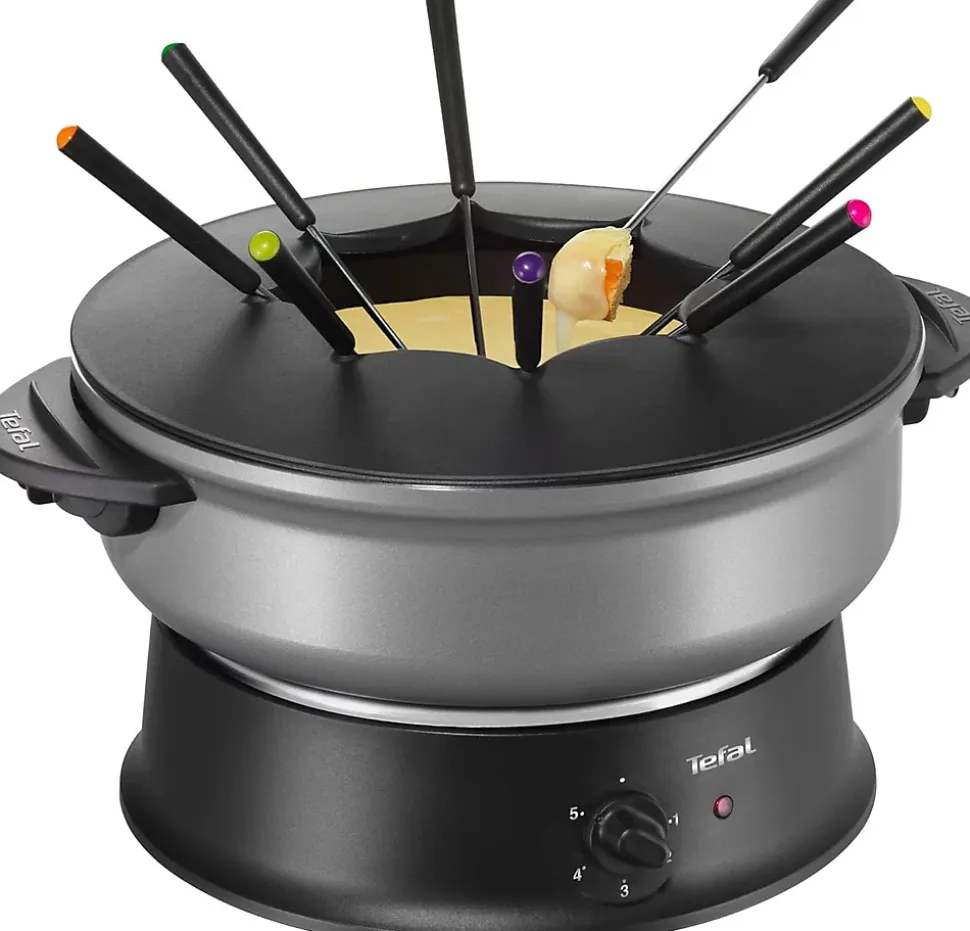 Caquelon fondue 1.5 L argenté antiadhésif avec couvercle