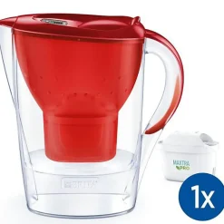 Carafe filtrante BRITA - Marella Rouge - Capacité 2,4L dont 1,4L d'eau filtrée - 1 Cartouche Maxtra Pro All-In-1 incluse