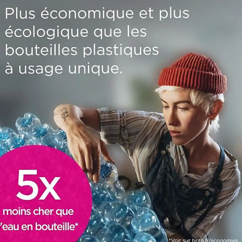 Carafe filtrante BRITA - Style Essential Bleu minéral - Capacité 2,4L dont 1,4L d'eau filtrée - 2 filtres Maxtra Pro Pure