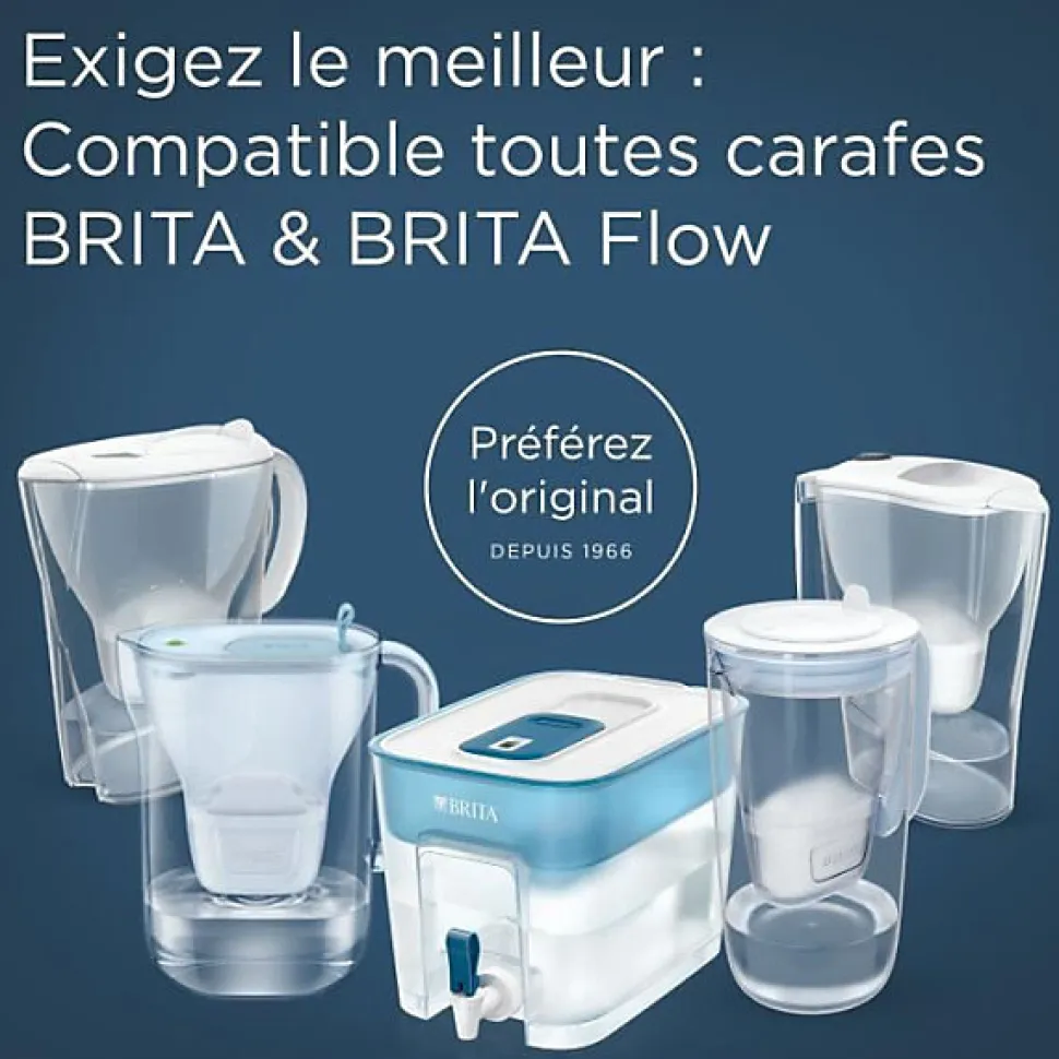 Carafe filtrante BRITA - Style Essential Bleu minéral - Capacité 2,4L dont 1,4L d'eau filtrée - 2 filtres Maxtra Pro Pure