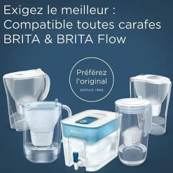 Carafe filtrante BRITA - Style Essential Bleu minéral - Capacité 2,4L dont 1,4L d'eau filtrée - 1 filtre Maxtra Pro Pure perf