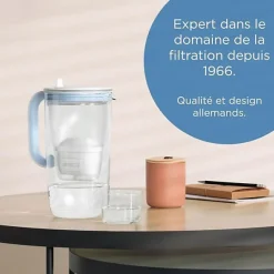 Carafe filtrante en verre BRITA - Model One bleue - Capacité 2,5L dont 1,5L d'eau filtrée - 1 Cartouche Maxtra Pro All-In-1 in