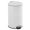 CASABEL Poubelle Cuisine 30L - 100% Acier Inoxydable, Anti-Traces de Doigts, Corbeille Ronde avec Pédale et Couvercle, Blanc