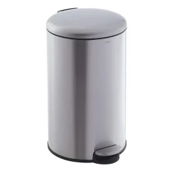 CASABEL Poubelle Cuisine 50L en Acier Inoxydable, Anti-Traces, Poubelle Ronde avec Pédale et Couvercle, Chrome