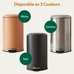 CASABEL Poubelle Cuisine 30L en Acier Inoxydable, Anti-Traces, Poubelle Ronde avec Pédale et Couvercle, Terracotta