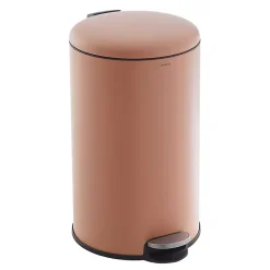 CASABEL Poubelle Cuisine 30L en Acier Inoxydable, Anti-Traces, Poubelle Ronde avec Pédale et Couvercle, Terracotta