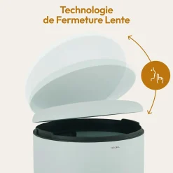 CASABEL Poubelle Cuisine 30L - 100% Acier Inoxydable, Anti-Traces de Doigts, Corbeille Ronde avec Pédale et Couvercle, Vert Menthe