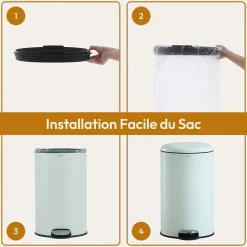 CASABEL Poubelle Cuisine 30L - 100% Acier Inoxydable, Anti-Traces de Doigts, Corbeille Ronde avec Pédale et Couvercle, Vert Menthe