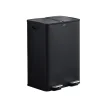 CASABEL Poubelle Tri Selectif 60 Liter, 2x30 Liter Acier INOX NOIRE, Double Compartiments, Pédale, Bacs Amovibles