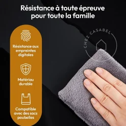 CASABEL Poubelle Tri Selectif 60 Liter, 2x30 Liter Acier INOX NOIRE, Double Compartiments, Pédale, Bacs Amovibles