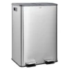 CASABEL Poubelle Tri Selectif 60L, 2x30L Acier INOX CHROME, Double Compartiments, Pedale, Bacs Amovibles, Couvercles Silencieux