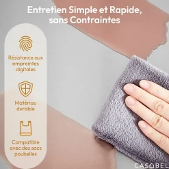 CASABEL Poubelle Tri Selectif 60L, 2x30L Acier INOX CHROME, Double Compartiments, Pedale, Bacs Amovibles, Couvercles Silencieux