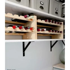 Casier à bouteilles empilable Katea en pin massif pour 16 bouteilles (30x68,4x30 cm)