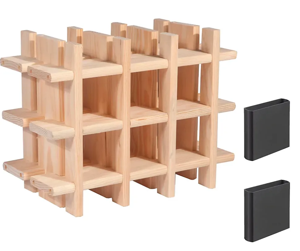 Casier à bouteilles modulaire Rioja en pin pour 9 bouteilles 32,5x43x22cm