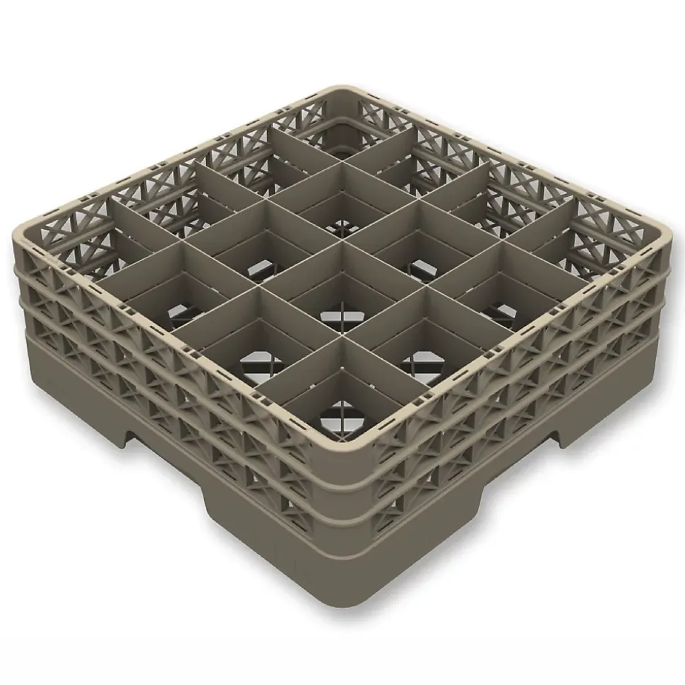 Casier de Lavage Ouvert pour 16 Verres - H 140 à 300 mm - Pujadas - Beige - l50- L0.1- P50- h18- Polypropylène