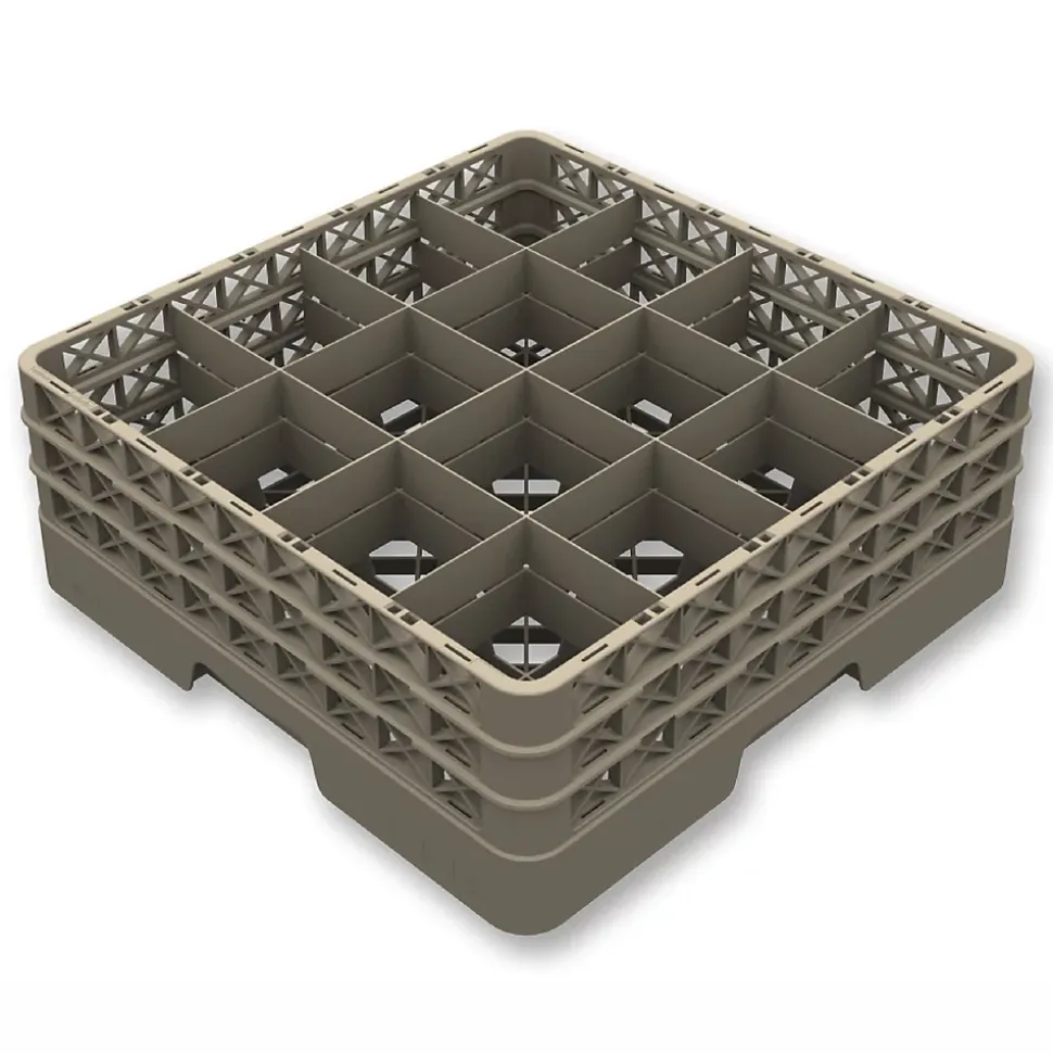 Casier de Lavage Ouvert pour 16 Verres - H 140 à 300 mm - Pujadas - Beige - l50- L0.1- P50- h18- Polypropylène