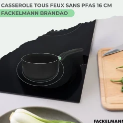 Casserole 16 cm aluminium revêtement céramique antiadhésif sans PFAS Fackelmann Brandao
