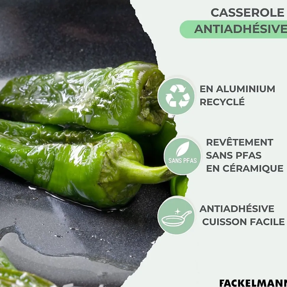 Casserole 16 cm aluminium revêtement céramique antiadhésif sans PFAS Fackelmann Brandao