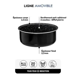 Casserole Aluminium pressé 20 cm Amovible - 5Five