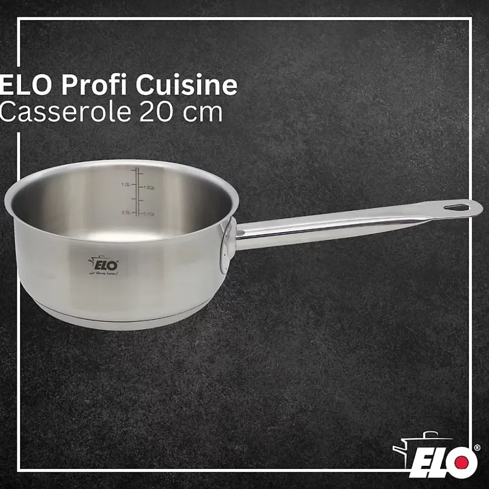 Casserole en inox 20 cm de 2,2 litres Elo Profi Cuisine