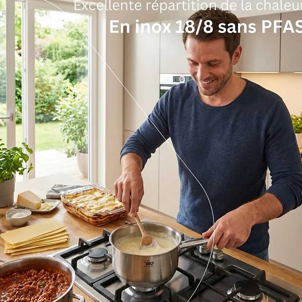 Casserole en inox 20 cm de 2,2 litres Elo Profi Cuisine