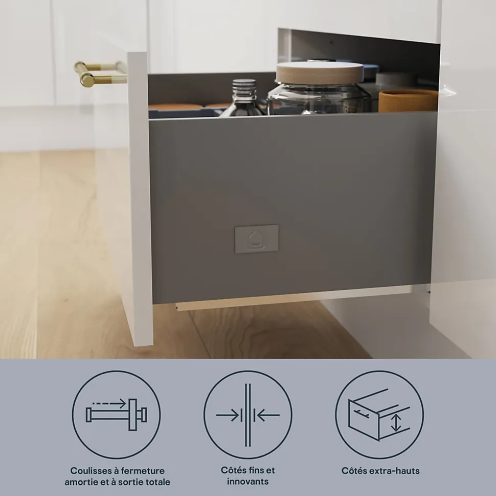 Casserolier GoodHome Soto anthracite l. 60 x P. 27 cm