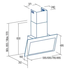 CATA Hotte décorative inclinée THALASSA 600XGBK 60cm noire