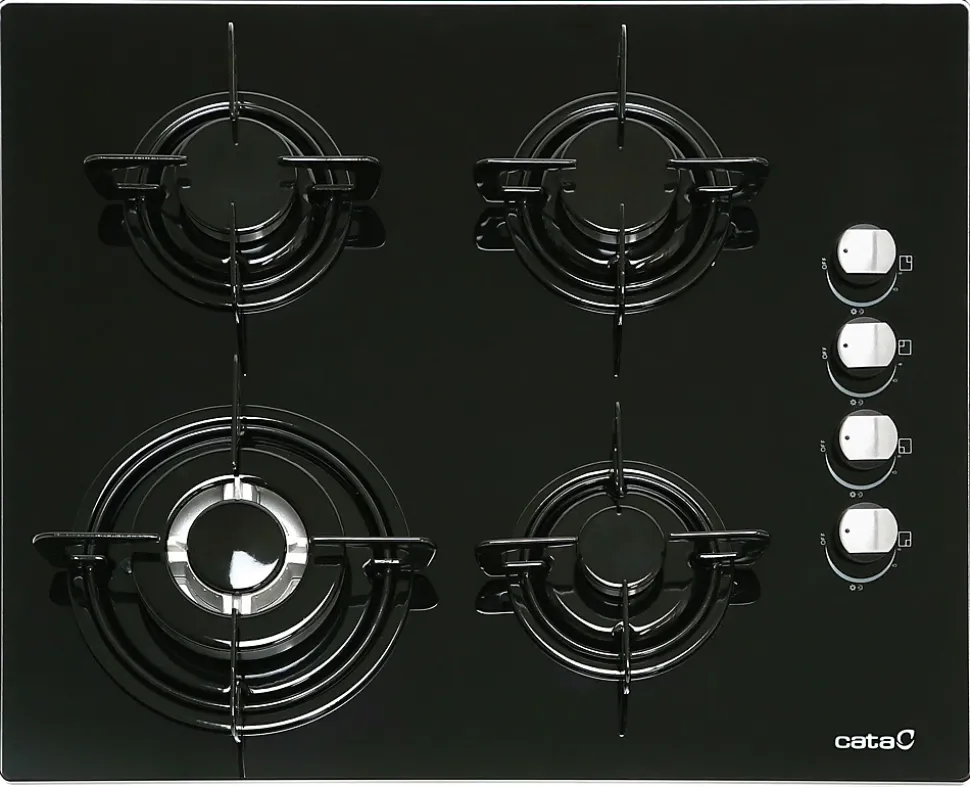 CATA Plaque gaz 4 feux CI 631 60cm verre noir