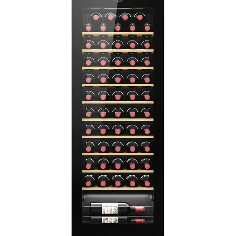 Cave à vin 58 bouteilles Candy CWC 058 connectée WiFi noir 10 clayettes bambou