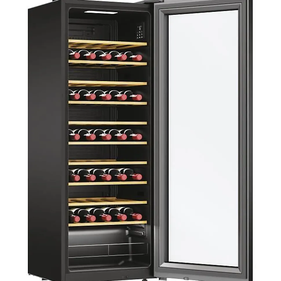 Cave à vin 58 bouteilles Candy CWC 058 connectée WiFi noir 10 clayettes bambou