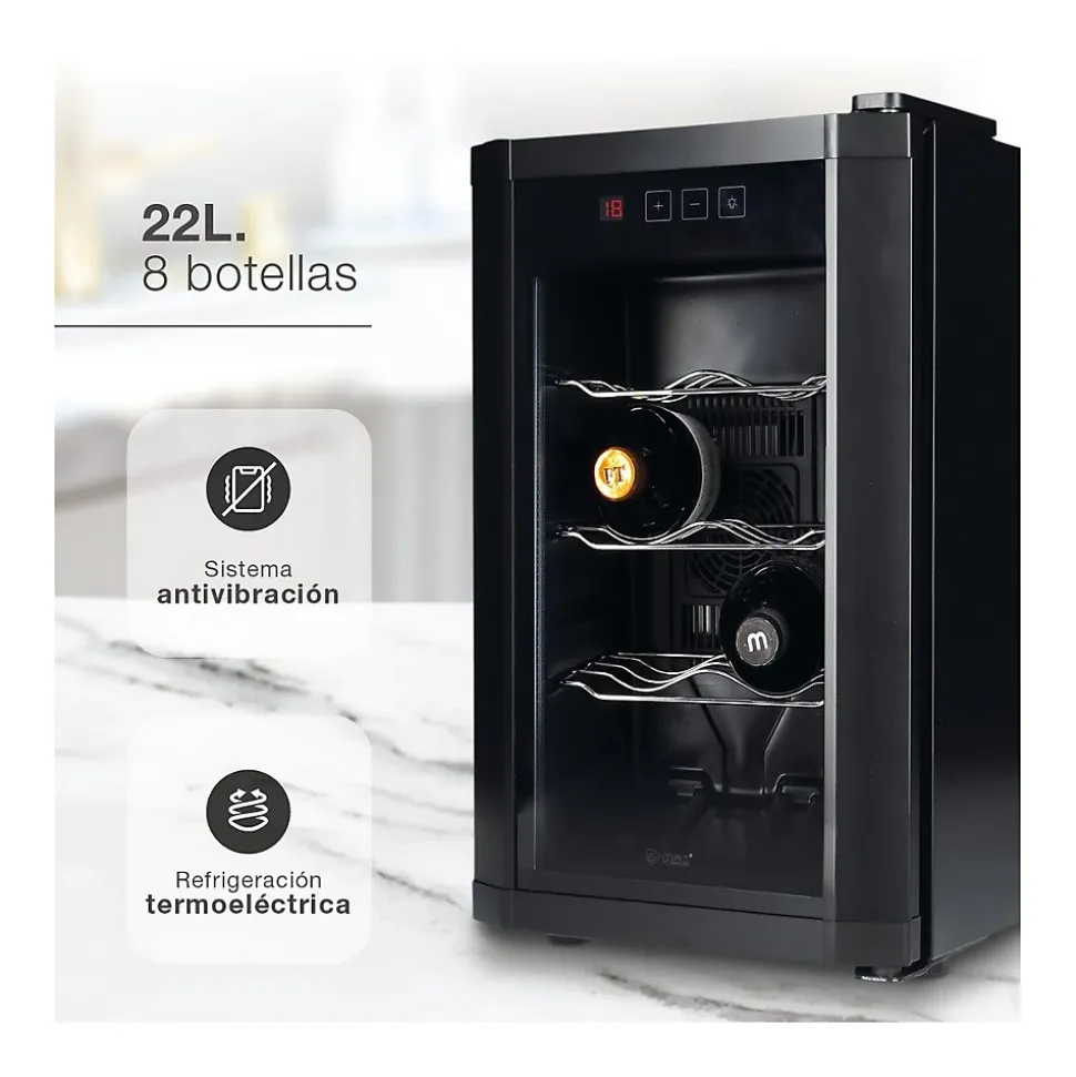 Cave à vin de service 8 bouteilles Double Vitrage Ecran LED Tactile - Petite cave à vin GSC