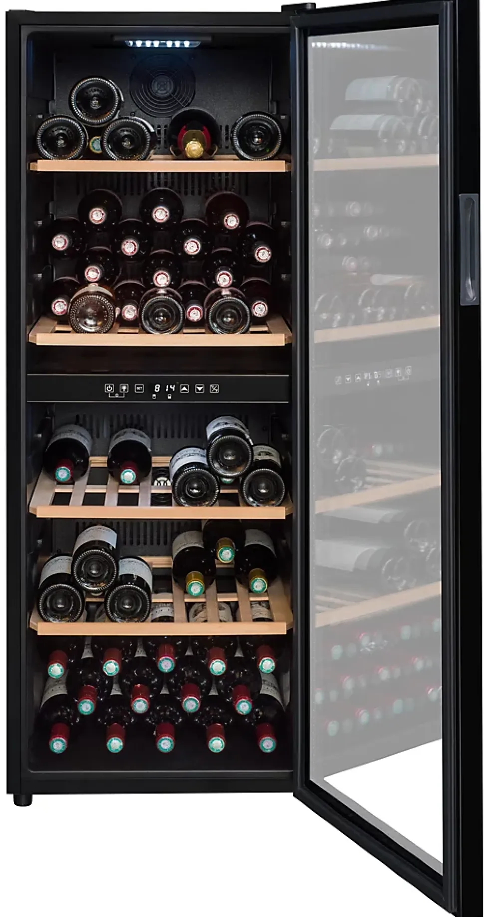 Cave a vin de service - LA SOMMELIERE - SLS90DZ - 91 bouteilles - Porte vitrée réversible - Classe G - 48 x 57,5 x 128,5 cm - Noir