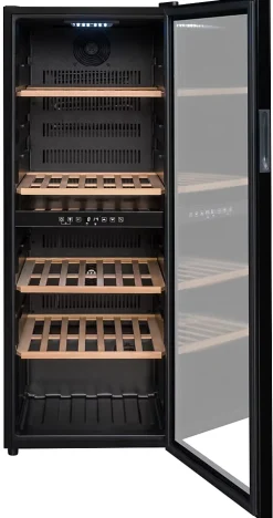 Cave a vin de service - LA SOMMELIERE - SLS90DZ - 91 bouteilles - Porte vitrée réversible - Classe G - 48 x 57,5 x 128,5 cm - Noir