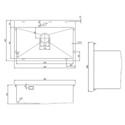 Ceramia Timeless Évier de cuisine encastrable en inox 304, 68x45x21 cm, Gun Metal brossé PVD