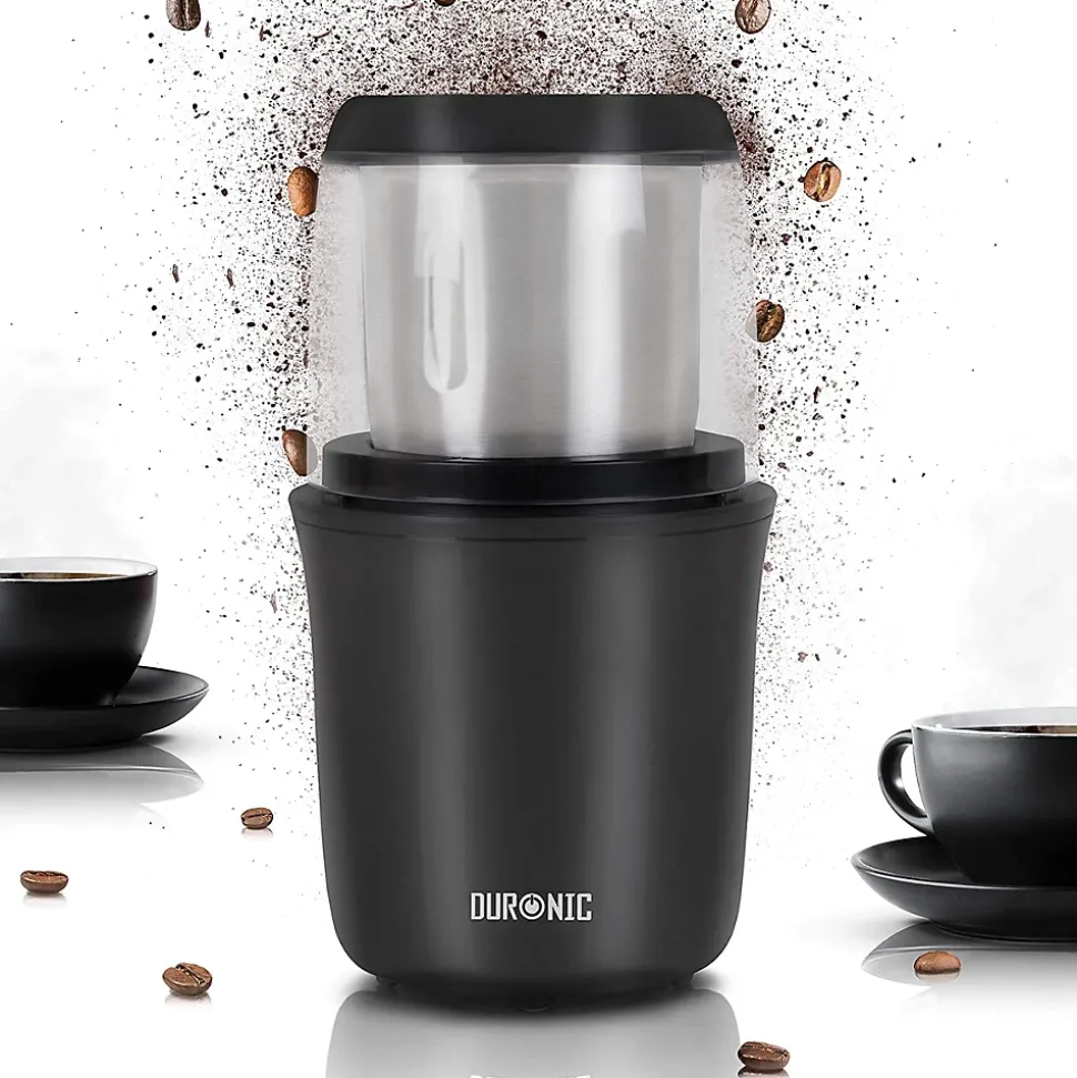 CG250 Moulin à café électrique 250W Capacité 75 g Acier inoxydable Mouture des grains de café pour espresso cappuccino Duronic