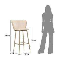 Chaise de bar en tissu et métal Alaska (Lot de 2)