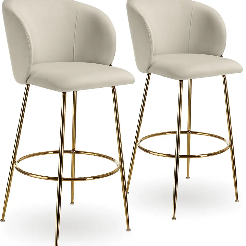 Chaise de bar en velours rembourré avec dossier large et un repose-pieds Lot de 2