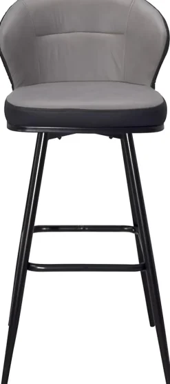Chaise de bar pivotante matelassée, hauteur assise 72 cm, lot de 2, dana (gris et noir)