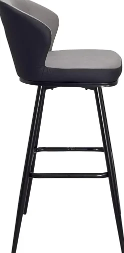 Chaise de bar pivotante matelassée, hauteur assise 72 cm, lot de 2, dana (gris et noir)