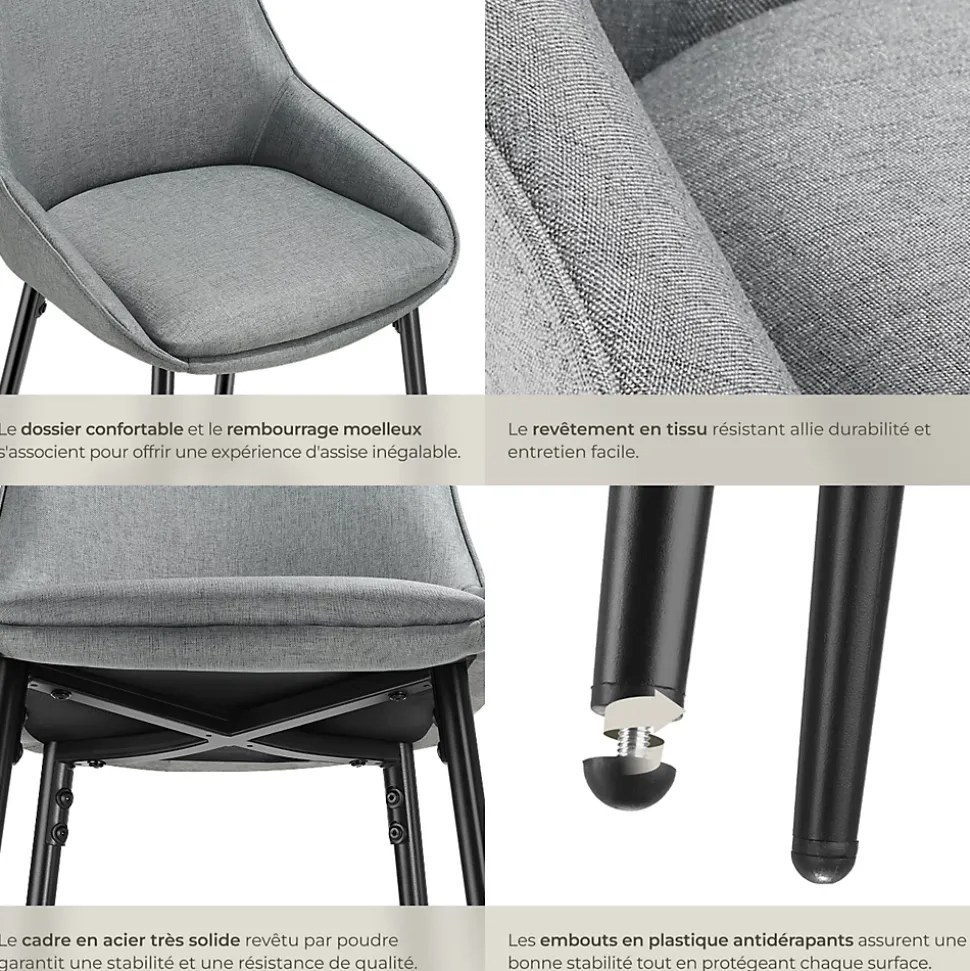 Chaise de bar rembourrée avec une housse douce dossier et repose-pieds Lot de 4