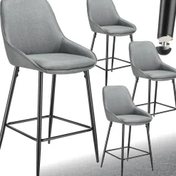 Chaise de bar rembourrée avec une housse douce dossier et repose-pieds Lot de 4