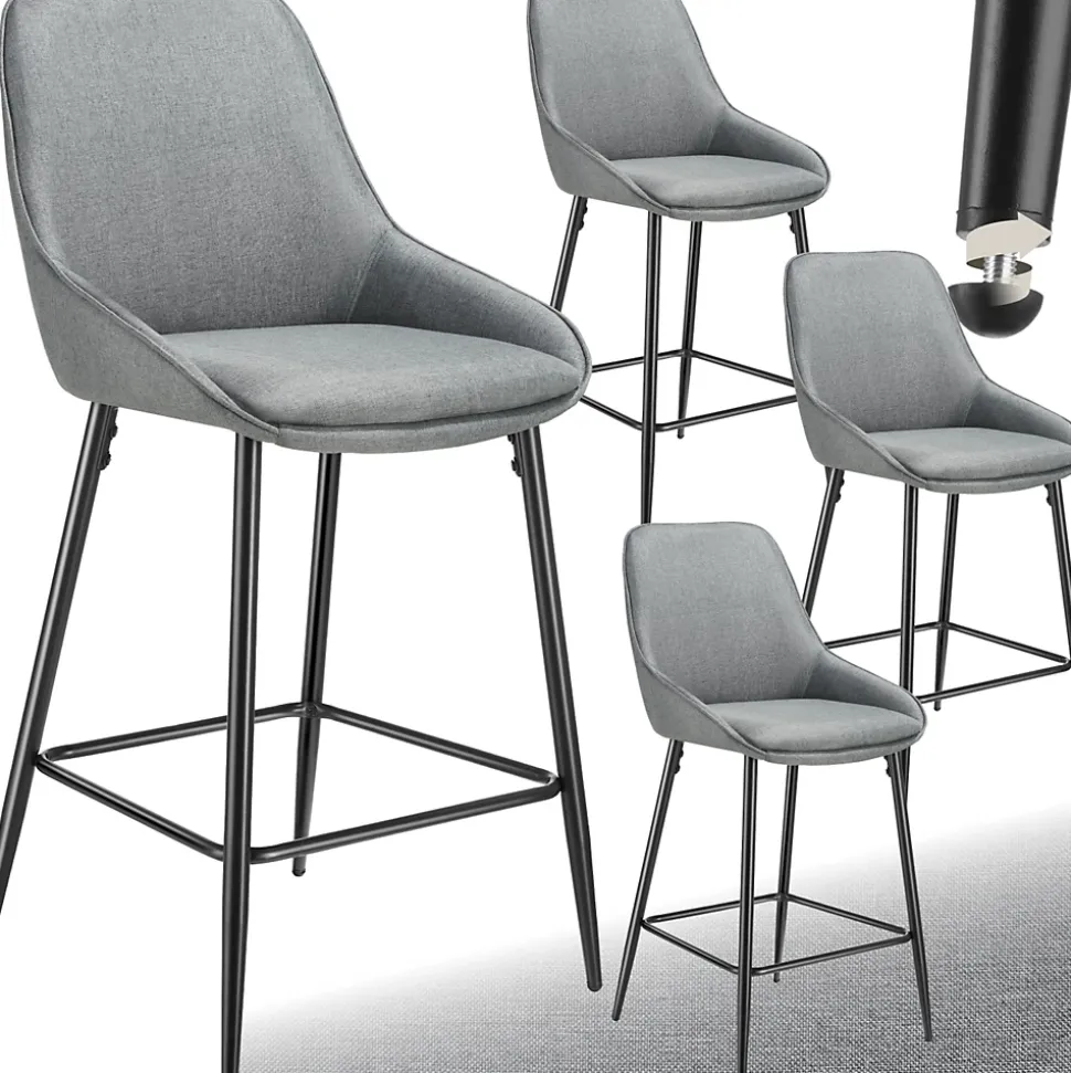 Chaise de bar rembourrée avec une housse douce dossier et repose-pieds Lot de 4